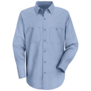Light Blue 100% Cotton Wrinkle Resistant Work Shirt